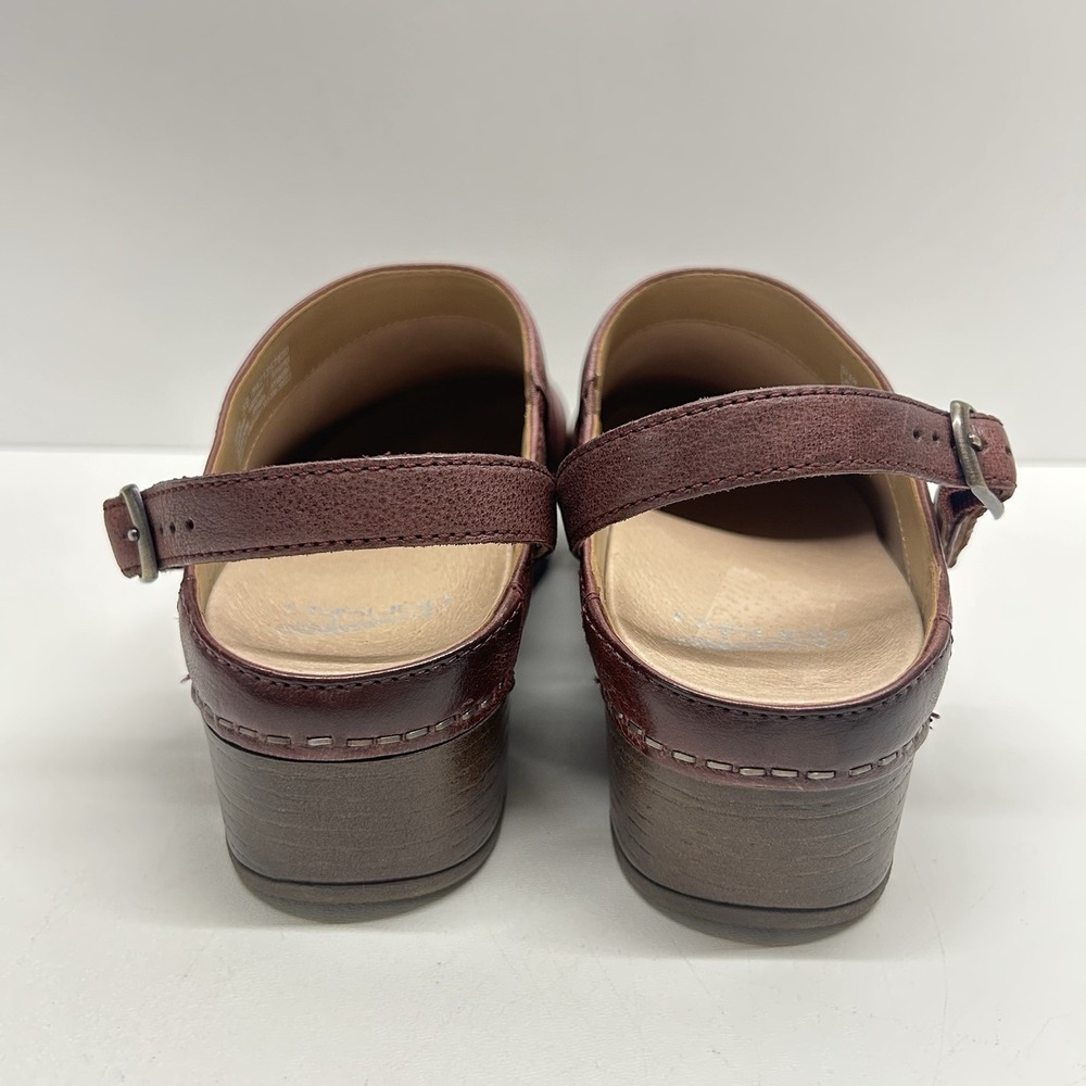 Dansko Berry Milled Burnished Slip On Leather Clogs Mules Size 38 US 7.5-8 - Picture 8 of 13